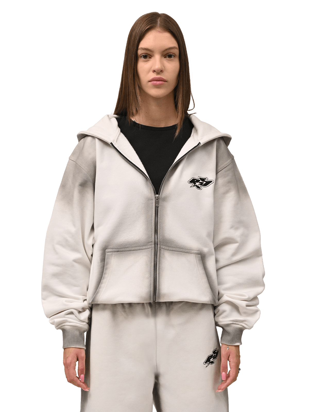 Y2K Zipper Hoodie - Pearl