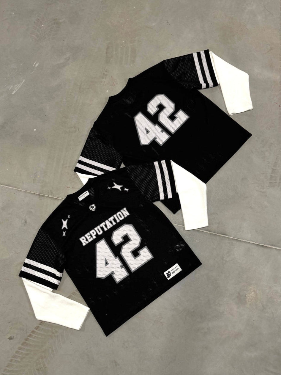 Mesh Layered Jersey - Black