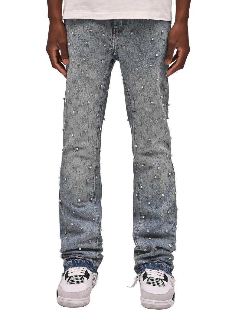 Rhinestone Flare Denim - Light Stone – Reputation Studios