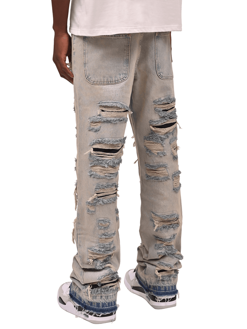 Thrashed Flare Denim - Cream Wash