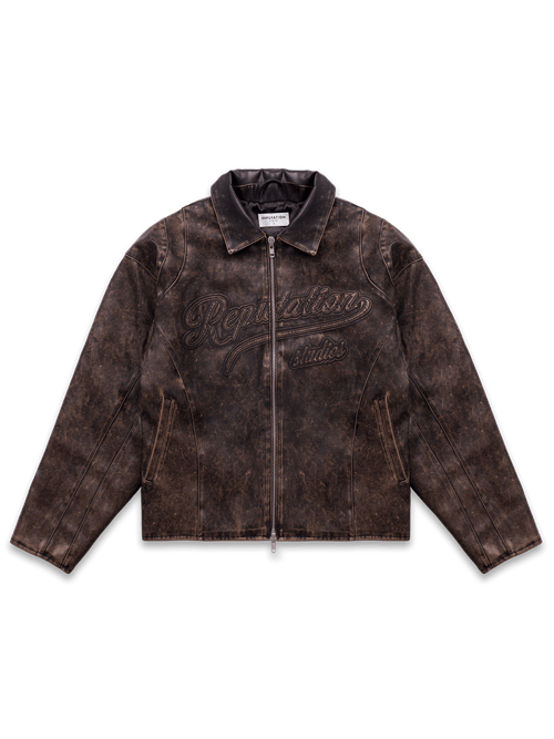 Vintage Leather Jacket - Acid Wash