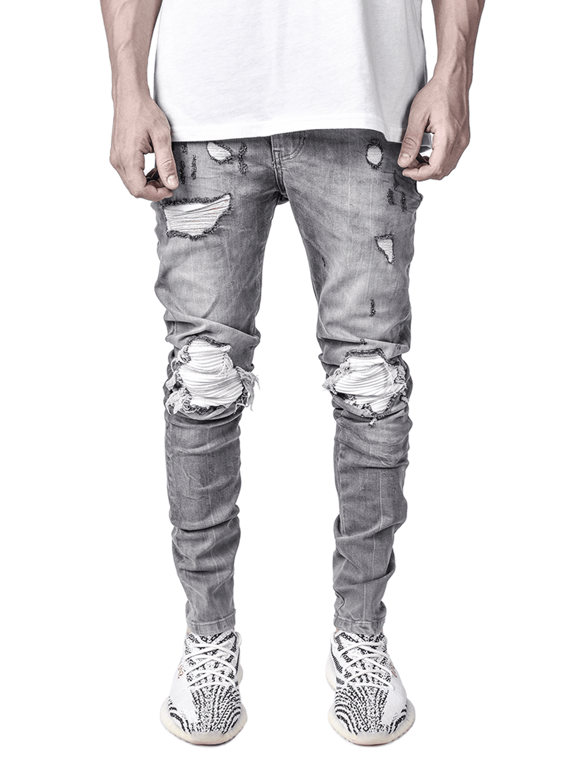 Biker Patch Denim - Stone - Reputation Studios